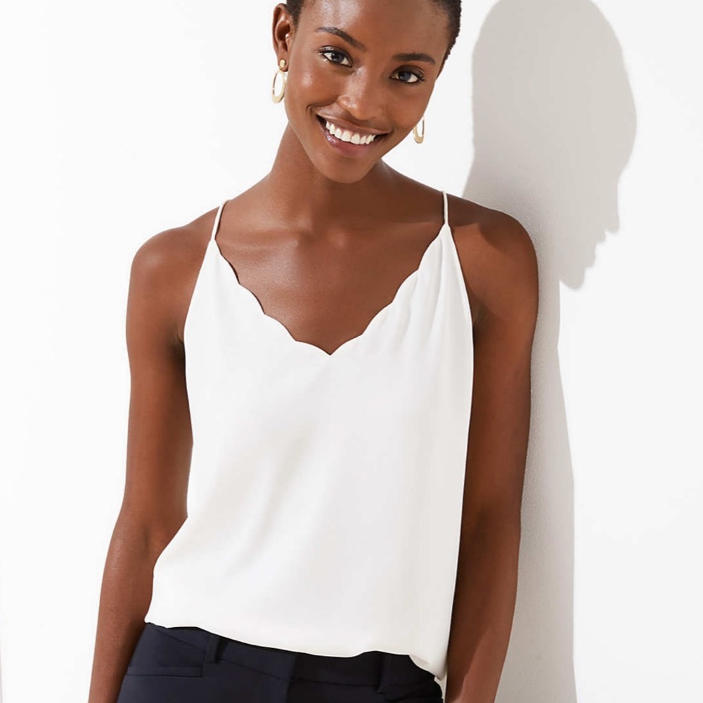 LOFT Cream Scalloped Strappy Cami